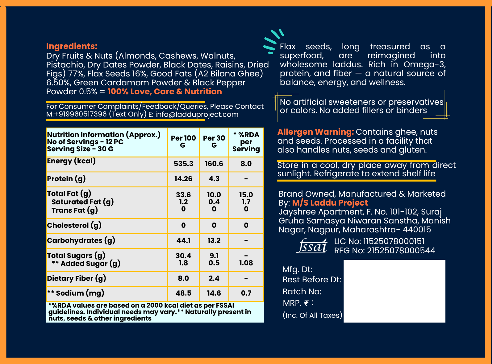 Flax Seeds Laddu - Wholesome Everyday - By Laddu Project - Laddu Project