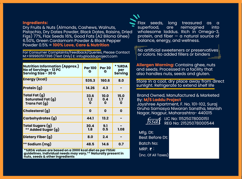 Flax Seeds Laddu - Wholesome Everyday - By Laddu Project - Laddu Project