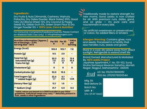 Gond (Edible Gum) Laddu - Winter Warmer By Laddu Project - Laddu Project
