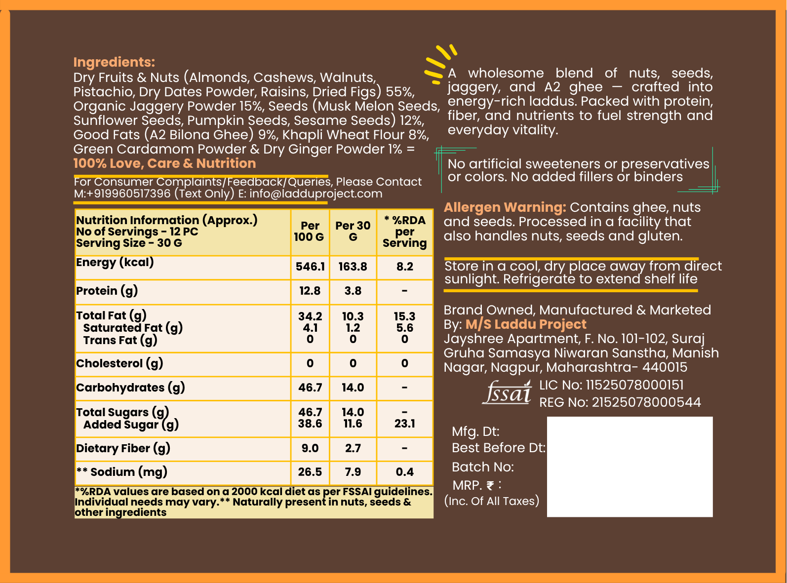 Nuts & Seeds Laddu - Energy Bomb By Laddu Project - Laddu Project
