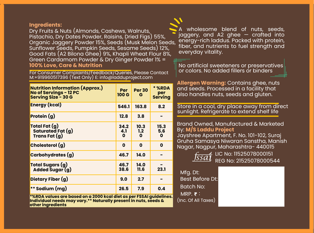 Nuts & Seeds Laddu - Energy Bomb By Laddu Project - Laddu Project